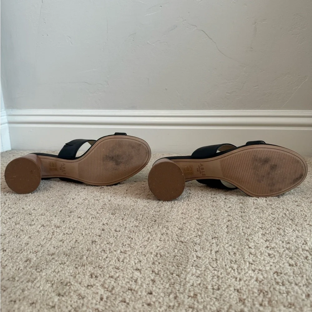 Able Black and Cream Heeled Sandals - Picture 6 of 8